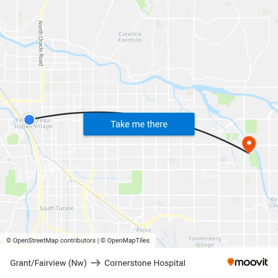 Grant/Fairview (Nw) to Cornerstone Hospital map