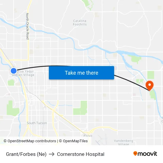 Grant/Forbes (Ne) to Cornerstone Hospital map