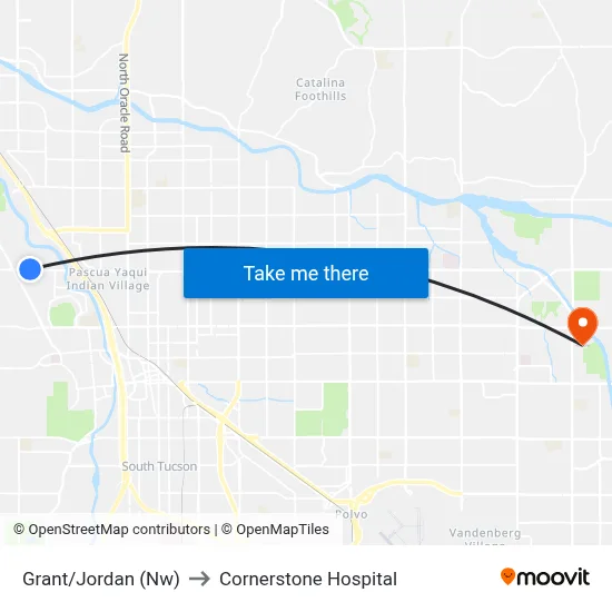 Grant/Jordan (Nw) to Cornerstone Hospital map