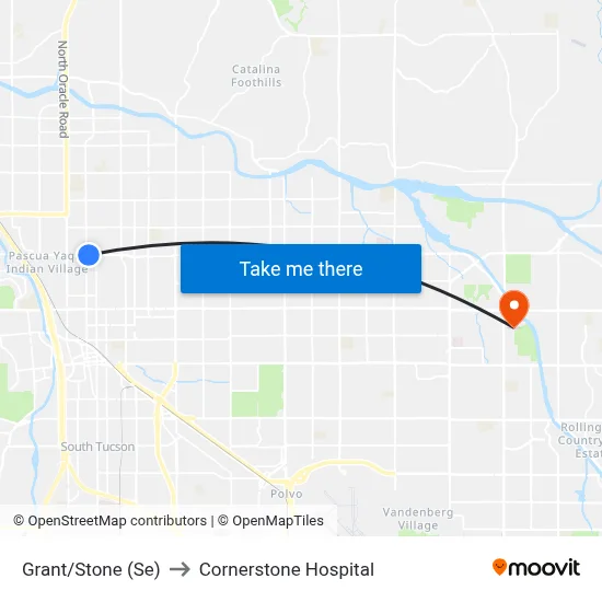 Grant/Stone (Se) to Cornerstone Hospital map