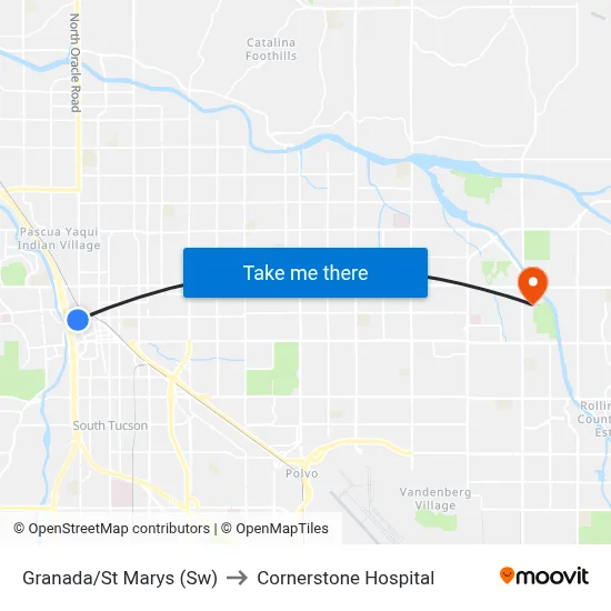 Granada/St Marys (Sw) to Cornerstone Hospital map