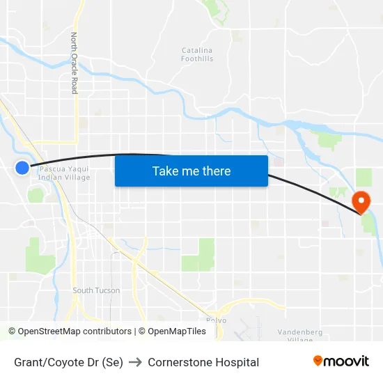 Grant/Coyote Dr (Se) to Cornerstone Hospital map