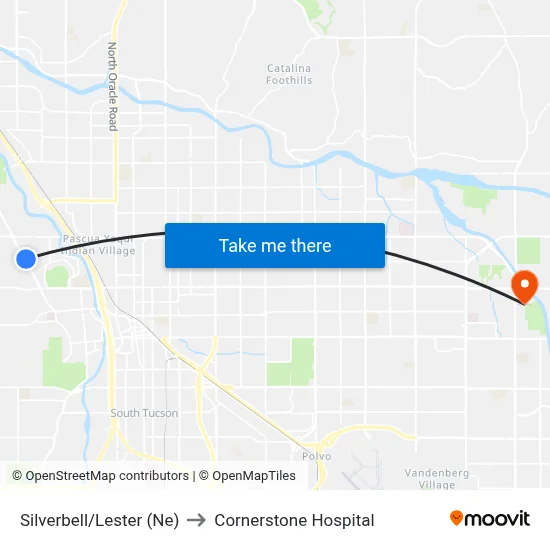 Silverbell/Lester (Ne) to Cornerstone Hospital map