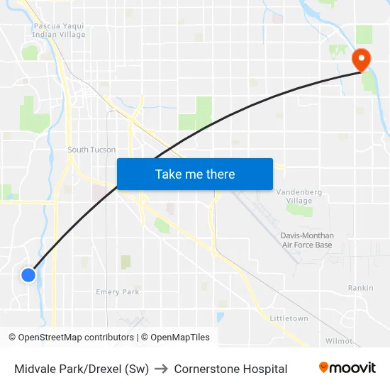 Midvale Park/Drexel (Sw) to Cornerstone Hospital map