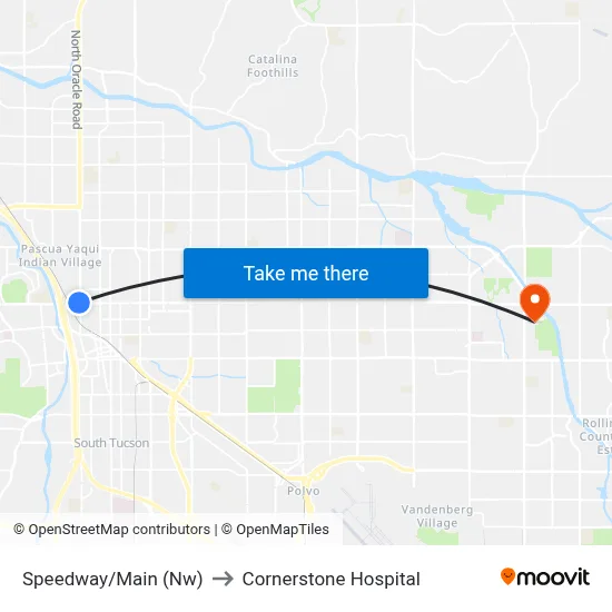 Speedway/Main (Nw) to Cornerstone Hospital map