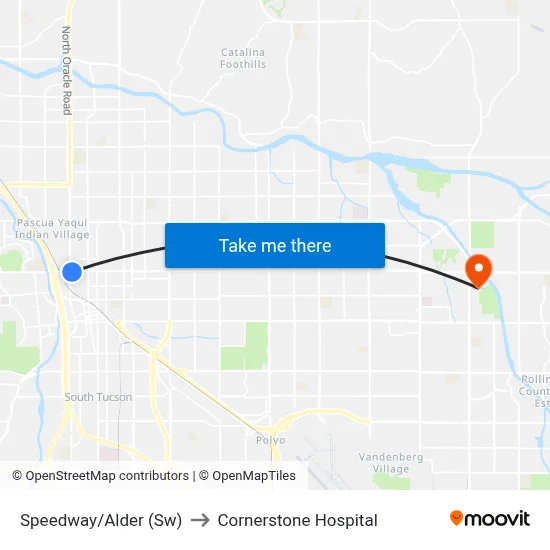 Speedway/Alder (Sw) to Cornerstone Hospital map