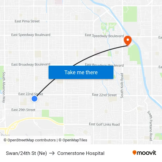 Swan/24th St (Ne) to Cornerstone Hospital map