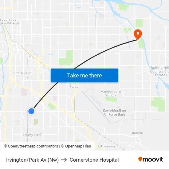 Irvington/Park Av (Nw) to Cornerstone Hospital map