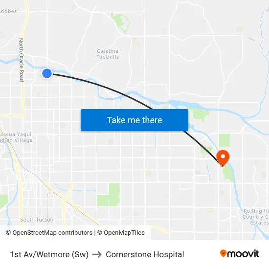 1st Av/Wetmore (Sw) to Cornerstone Hospital map