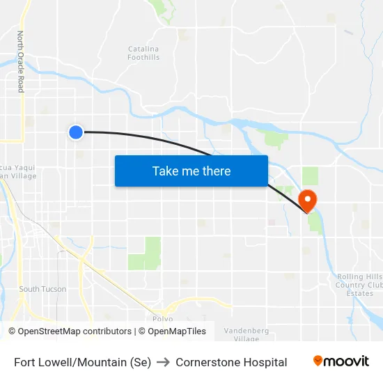 Fort Lowell/Mountain (Se) to Cornerstone Hospital map