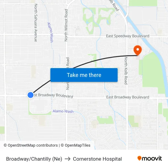 Broadway/Chantilly (Ne) to Cornerstone Hospital map