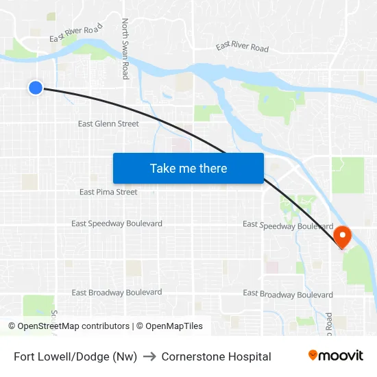 Fort Lowell/Dodge (Nw) to Cornerstone Hospital map