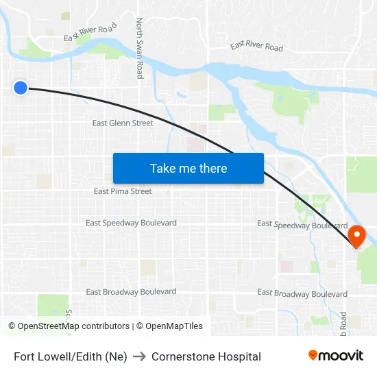 Fort Lowell/Edith (Ne) to Cornerstone Hospital map