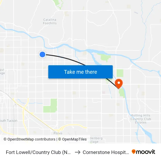 Fort Lowell/Country Club (Nw) to Cornerstone Hospital map