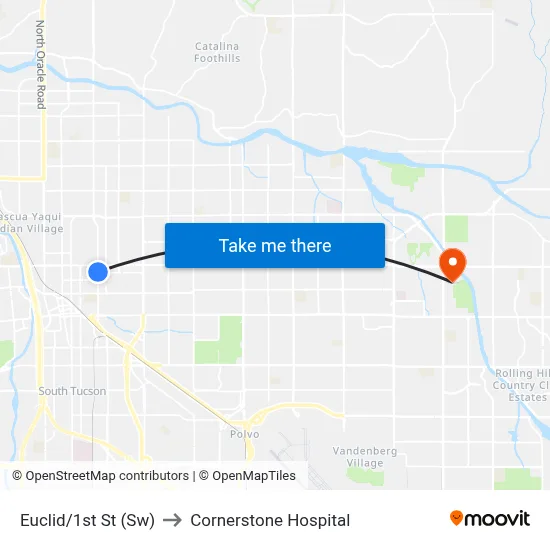 Euclid/1st St  (Sw) to Cornerstone Hospital map