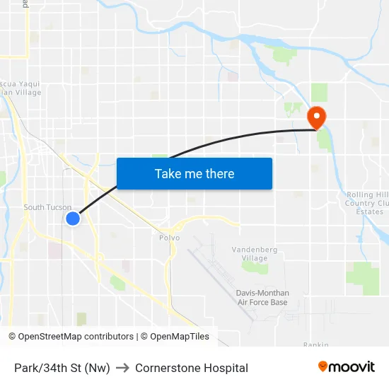 Park/34th St (Nw) to Cornerstone Hospital map
