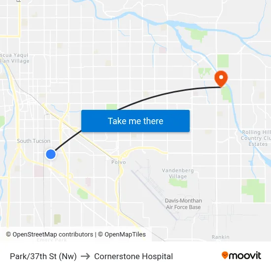 Park/37th St (Nw) to Cornerstone Hospital map