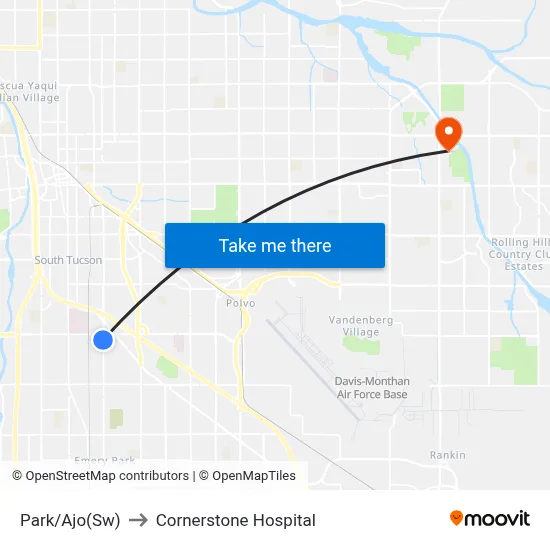 Park/Ajo(Sw) to Cornerstone Hospital map