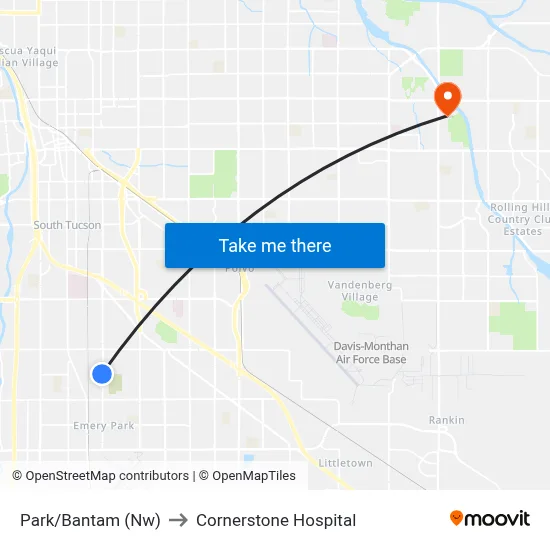 Park/Bantam (Nw) to Cornerstone Hospital map