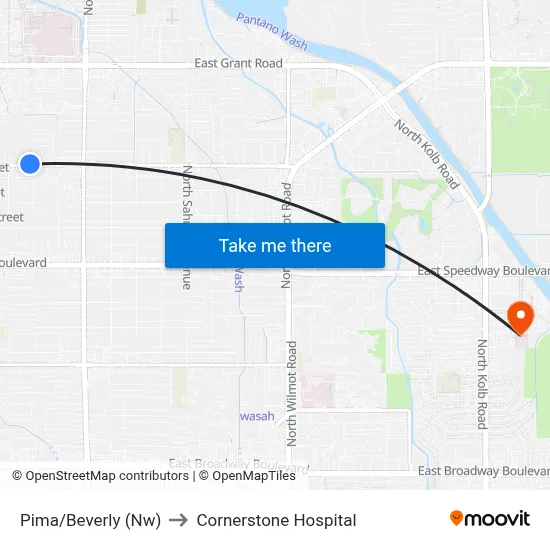 Pima/Beverly (Nw) to Cornerstone Hospital map