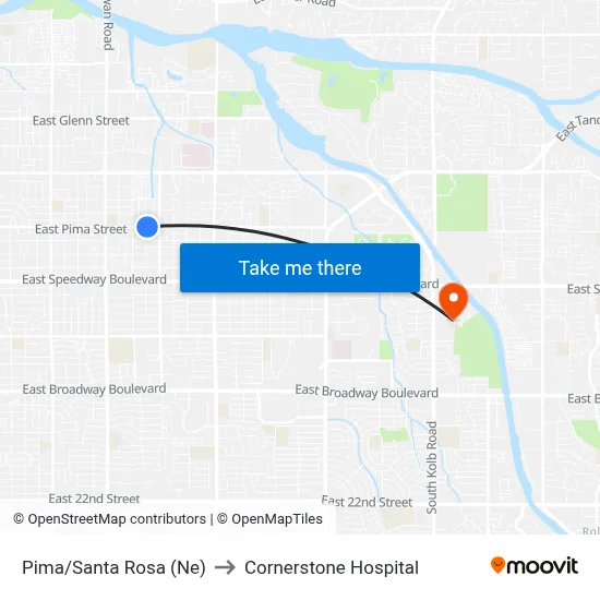 Pima/Santa Rosa (Ne) to Cornerstone Hospital map