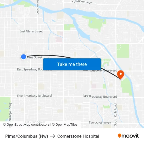 Pima/Columbus (Nw) to Cornerstone Hospital map