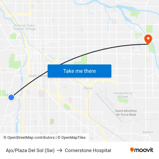 Ajo/Plaza Del Sol (Sw) to Cornerstone Hospital map