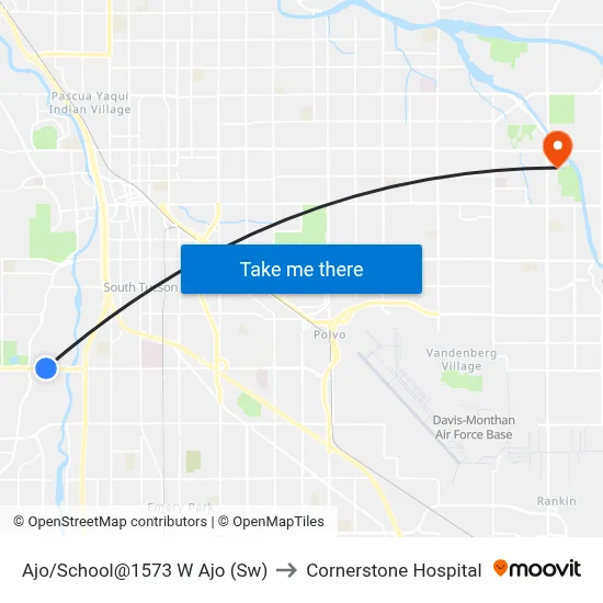 Ajo/School@1573 W Ajo (Sw) to Cornerstone Hospital map