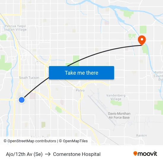 Ajo/12th Av (Se) to Cornerstone Hospital map