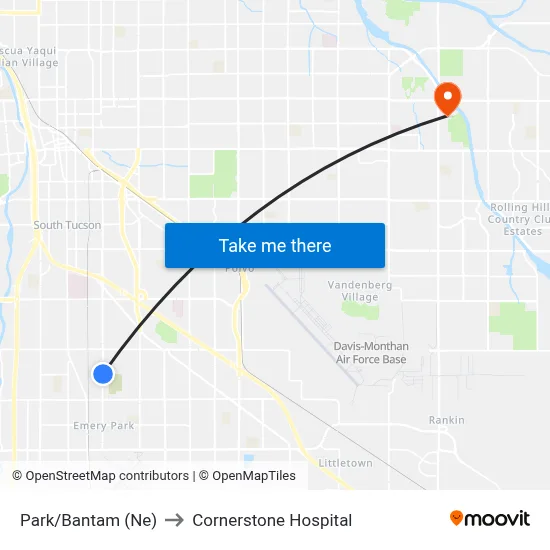Park/Bantam (Ne) to Cornerstone Hospital map