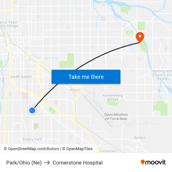 Park/Ohio (Ne) to Cornerstone Hospital map
