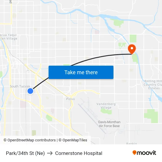 Park/34th St (Ne) to Cornerstone Hospital map
