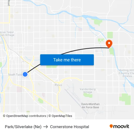 Park/Silverlake (Ne) to Cornerstone Hospital map