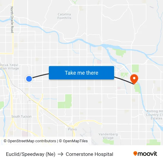 Euclid/Speedway (Ne) to Cornerstone Hospital map