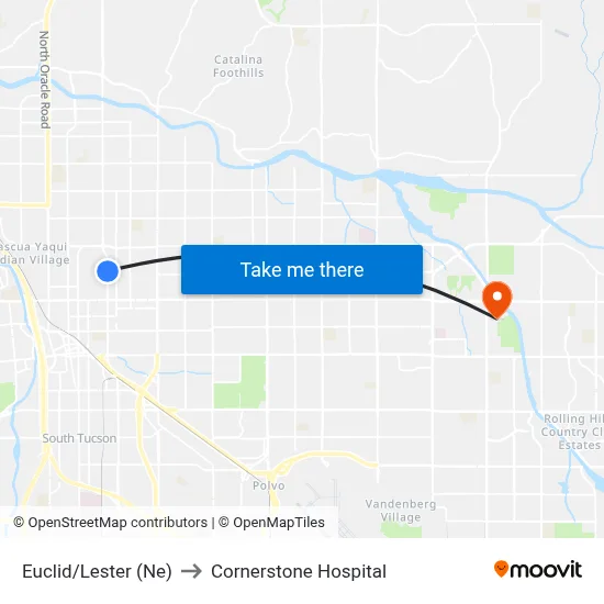 Euclid/Lester (Ne) to Cornerstone Hospital map