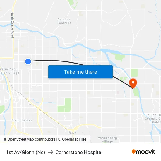 1st Av/Glenn (Ne) to Cornerstone Hospital map