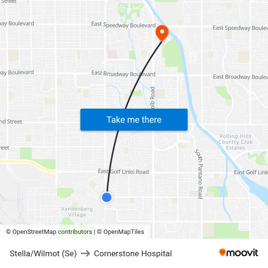 Stella/Wilmot (Se) to Cornerstone Hospital map