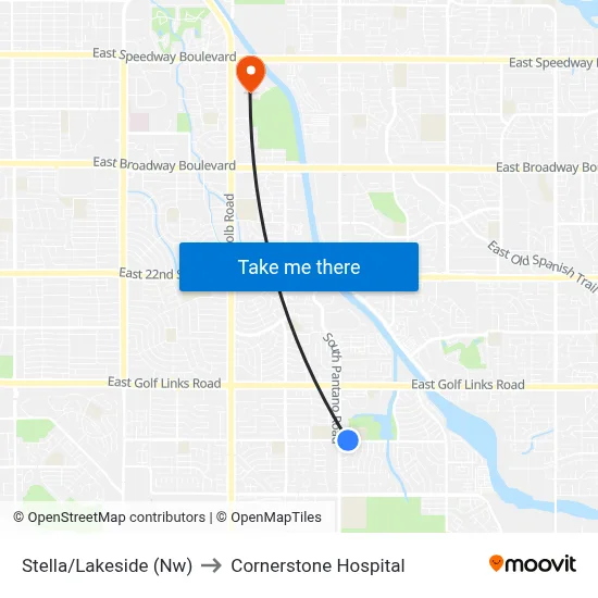 Stella/Lakeside (Nw) to Cornerstone Hospital map