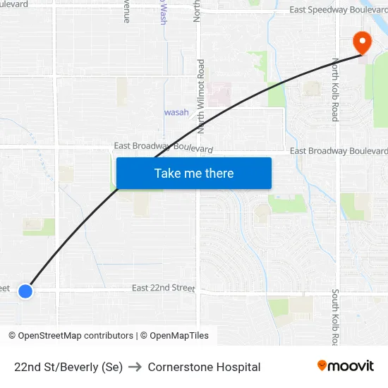 22nd St/Beverly (Se) to Cornerstone Hospital map