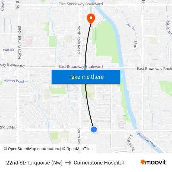 22nd St/Turquoise (Nw) to Cornerstone Hospital map