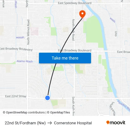 22nd St/Fordham (Nw) to Cornerstone Hospital map