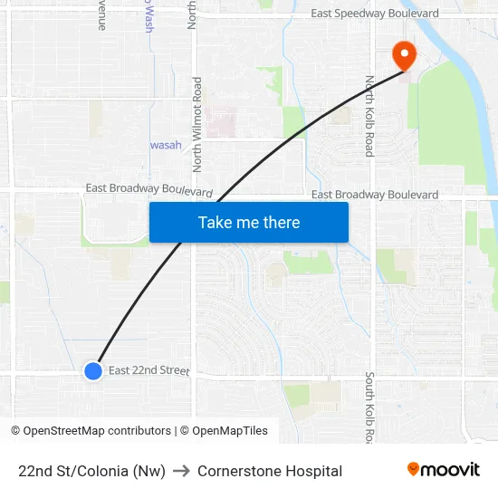 22nd St/Colonia (Nw) to Cornerstone Hospital map