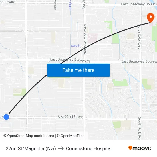 22nd St/Magnolia (Nw) to Cornerstone Hospital map