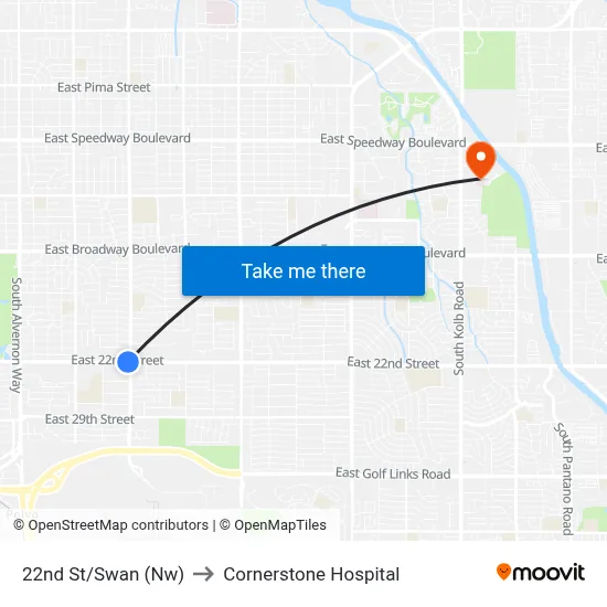 22nd St/Swan (Nw) to Cornerstone Hospital map