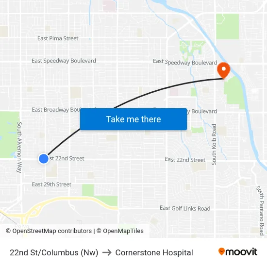 22nd St/Columbus (Nw) to Cornerstone Hospital map