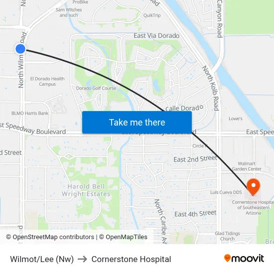 Wilmot/Lee (Nw) to Cornerstone Hospital map