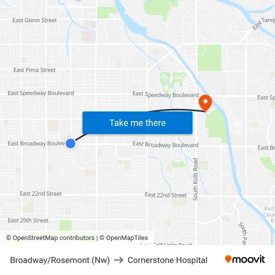 Broadway/Rosemont (Nw) to Cornerstone Hospital map