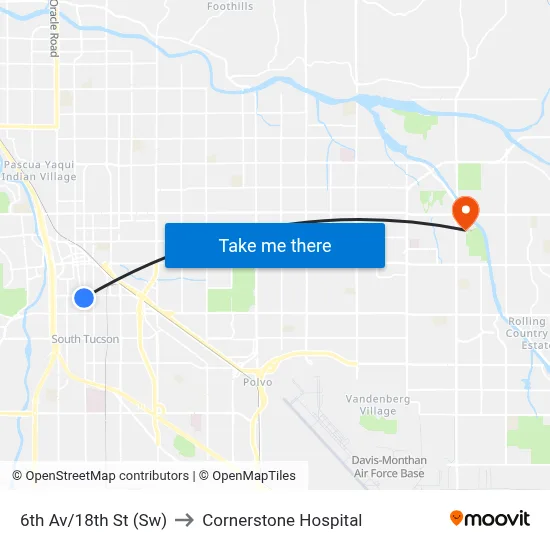 6th Av/18th St (Sw) to Cornerstone Hospital map