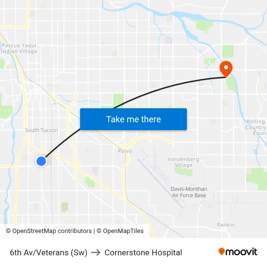 6th Av/Veterans (Sw) to Cornerstone Hospital map