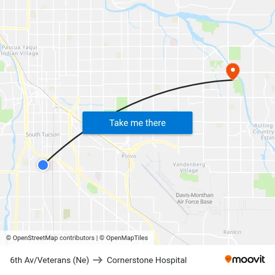 6th Av/Veterans (Ne) to Cornerstone Hospital map